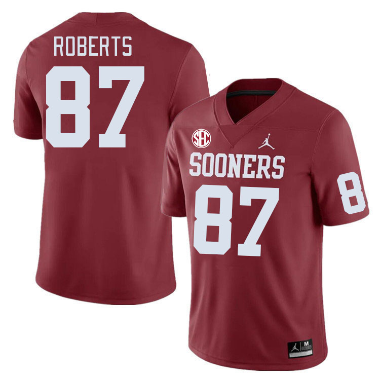 #87 Jake Roberts Oklahoma Sooners 2024 SEC Conference College Football Jerseys-Crimson